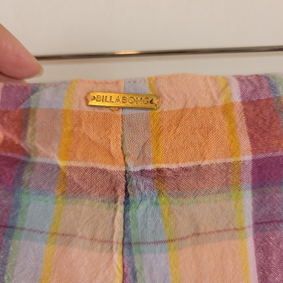 Billabong The Salty Blonde Break Point Pants Sz 30 Orange Gingham Resortwear - Picture 8 of 12